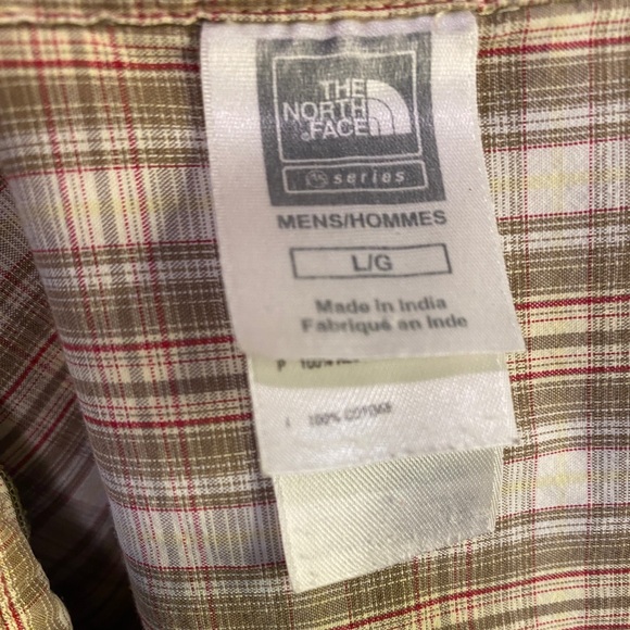 The North Face Brown Plaid Button Down Short Sleeve Shirt, Mens Size L - Picture 3 of 5
